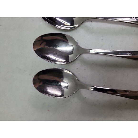 8 Pc Vintage MCM Oneida Community Atomic TWIN STAR Stainless Steel Tablespoons